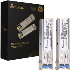 Extralink SFP 1.25G 2 csomag, SFP modul, 1, 25 Gbps, LC/UPC, 1310 nm, 20 km, egymódusúus, DOM