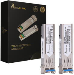 Extralink SFP 1.25g 2-csomag, SFP modul, 1, 25 Gbps, LC/UPC, 1310 nm, 2 km, egymódusú, DOM