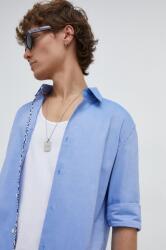 HUGO BOSS pamut ing férfi, galléros, slim - kék 43 - answear - 26 990 Ft