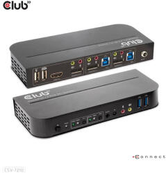 Club 3D KVM Switch - CSV-7210 (Dual DisplayPort, 4K60Hz, HDMI, KVM, IR távirányító) (CSV-7210) - securezone