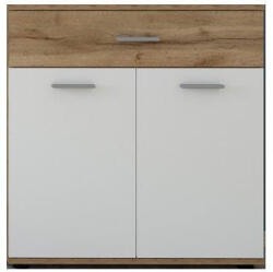  Komód 2 ajtóval és 1 fiókkal Wotan tölgy / fehér színkombinációban - SANTO E (wipPUSAKO21DWBB0S3010)