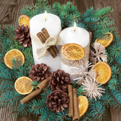 POL-MAK Karácsony White Candles Composition szalvéta 20 db-os 33x33 cm PKK761774 (PKK761774)