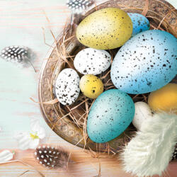 POL-MAK Húsvét Eggs with Feathers szalvéta 20 db-os 33x33 cm PKK056343 (PKK056343)