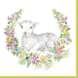 POL-MAK Húsvét Wreath with Lamb szalvéta 20 db-os 33x33 cm PKK045538 (PKK045538)