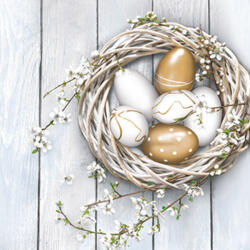 POL-MAK Húsvét Eggs in Wicker Nest szalvéta 20 db-os 33x33 cm PKK765291 (PKK765291)