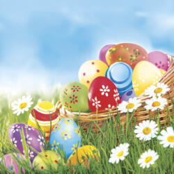 POL-MAK Húsvét Eggs and Daisies szalvéta 20 db-os 33x33 cm PKK056374 (PKK056374)