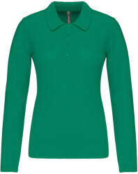 Kariban Női galléros hosszú ujjú piké póló, Kariban KA257, Kelly Green-3XL (ka257kl-3xl)