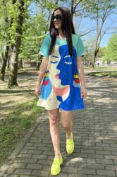 FashionLand ROCHIE SCURTA IN A CU MANECA SCURTA DUO FACE TALIE UNICA Multicolora