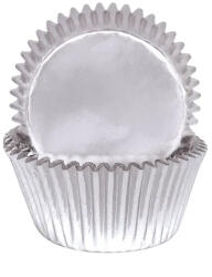  50 darabos muffin papír, muffin kapszli - Metál ezüst