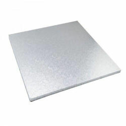  Négyzet alakú tortadob - 30 cm × 30 cm - Ezüst