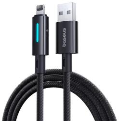 Baseus adatkábel (USB - lightning, 2.4A, PD gyorstöltő, 100cm, cipőfűző, törésgátló, LED kijelző) FEKETE Apple iPod touch 5, iPhone 5S, IPAD mini 2 (P10379003121-00)