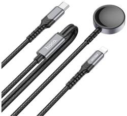 HOCO töltőkábel 2in1 (Type-C - lightning/Apple Watch töltő, wireless, 20W, PD gyorstöltő, 120cm) FEKETE Apple Watch Series 10 42mm, Watch Series 10 46mm, IPAD (CW54 BLACK)