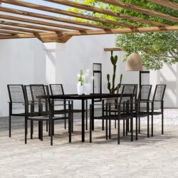 vidaXL Set mobilier de grădină, 9 piese, negru (3099202) - comfy