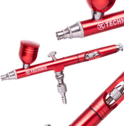 TC TECHNIC Modellező mini airbrush festékszóró 0, 3 mm-es fúvókával B-130 Double Action Red mini - digibolt