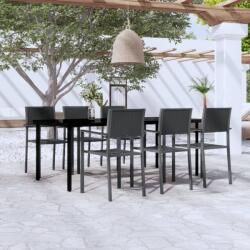 vidaXL Set mobilier pentru grădină, 7 piese, negru (3099267)