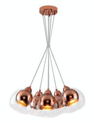 Reality Clara 6lt Pendant lamp Rose gold Glass Shade color: clear + Rose gold Material: METAL + double Glass 6x E27 · max. 40W bulb not incl. Product dimensions: D: 45cm, H: 100cm Glass shade dimensi (REAL-33