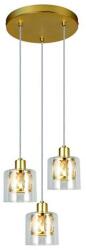 Reality Elmo Pendant lamp 3-ltmetal galvanized gold matt Crownie shade w D12*H11cm clear glass 3 x E14, max. 40W bulb not inclsize: D25*H120 cm - REAL-338803-36 (REAL-338803-36)