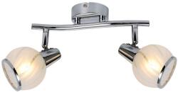 Reality Megan 2lt spot lamp, chrome2*E14 bulb excl. sand-blasting glass with clear wavelines+chrome metal ring on bottom, glassDia: 9cmtube L: 25.5cm, canopy Dia: 8cm - REAL-831002-06 (REAL-831002-06)