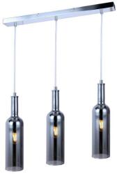 Reality Bottle Glass pendant lamp chrome, shade amber, for 3xE27, max. 40W bulb not incl. shade D: 8.5cm, H: 33.5cm , D: 57cm H: max. 120cmlamps at same length - REAL-332803-02 (REAL-332803-02)