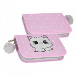 Starpak Kitty Plus cicás felszerelt kihajtható tolltartó - szürke, pink (551896) (551896)