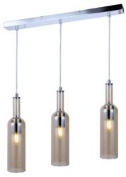 Reality Bottle Glass pendant lamp chrome, shade amber, for 3xE27, max. 40W bulb not incl. shade D: 8.5cm, H: 33.5cm , D: 57cm H: max. 120cmlamps at same length - REAL-332803-22 (REAL-332803-22)