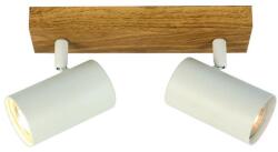 Reality Quentin 2lt Spot Light-IP201. Voltage: 230V ~ 50Hz2. Bulb: excl. 2x GU10 max. 35W3. Size: 26*9*H16cm4. Color: sand white(incl. joint)+wooden finish5. Material: Metal - REAL-838502-37 (REAL-838502-37)