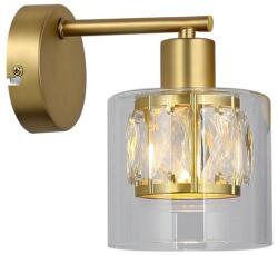 Reality Elmo Wall lamp 1-ltmetal galvanized gold matt Crownie shade w D12*H11cm clear glass 1 x E14, max. 40W bulb not inclsize: 18*12*18 cm - REAL-238801-36 (REAL-238801-36)