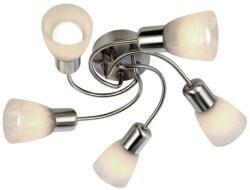 Reality Gordon Ceiling lamp, Nickel matt with white alabaster glass5*E14, bulb excl. Dia. 44cm H: 16cm - REAL-619005-07 (REAL-619005-07)