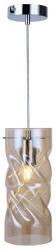 Reality Pia 1lt pendant, chrome1*E27 bulb not inc. glass smoky/amber twist D12*H28cm round canopy D10*H2.5cmlamp sizeD12*H120cm - REAL-333301-22 (REAL-333301-22)