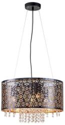 Reality Hissa 4lt pendant, satin nickel+silver PS shade/black+black&gold PS shade(laser pattern)2rings of hanging beadsD: 450*H200mm 4-E27 40W bulb not incl. - REAL-324004-02 (REAL-324004-02)