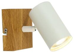 Reality Quentin 1lt Spot Light-IP201. Voltage: 230V ~ 50Hz2. Bulb: excl. 1x GU10 max. 35W3. Size: 12*9*H16cm4. Color: sand white(incl. joint)+wooden finish5. Material: Metal - REAL-838501-37 (REAL-838501-37)