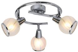 Reality Megan 3lt G spot lamp, chrome3*E14 bulb excl. sand-blasting glass with clear wavelines+chrome metal ring onbottom, glass Dia: 9cmtube Dia: 25cm, canopy Dia: 8cm - REAL-831033-06 (REAL-831033-06)