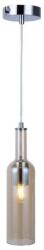 Reality Bottle Glass pendant lamp chrome canopy+clear cable, shade amber/smoky, for 1xE27, max. 40W bulb not incl. glass shade D: 8.5cm, H: 33.5cm H: max. 120cm - REAL-332801-22 (REAL-332801-22)