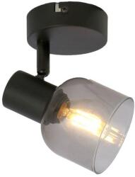Reality Judy spot 1-ltmetal blackglass shade smokeyfor 1 x E14, max. 40WL: 10 cmglass L: 8, D: 7 cm - REAL-835501-02 (REAL-835501-02)