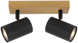 Reality Quentin 2lt Spot Light-IP201. Voltage: 230V ~ 50Hz2. Bulb: excl. 2x GU10 max. 35W3. Size: 26*9*H16cm4. Color: black(incl. joint)+wooden finish5. Material: Metal - REAL-838502-11 (REAL-838502-11)