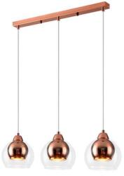 Reality Clara 3lt Pendant lamp Rose gold Glass Shade color: clear + Rose gold Material: METAL + double Glass 4x E27 · max. 40W bulb not incl. Product dimensions: W: 61cm, D: 15cm, H: 100cm Glass shade d (REAL