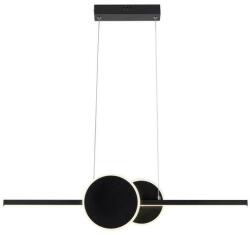 Reality Gendra LED pendant lamp, sand black. LED 4000K 23W. L: 80cm, 2 rings 20cm LED outside. Horizontal tube with LED light down. Total 20cm. - REAL-339901-30 (REAL-339901-30)