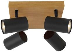Reality Quentin Indoor Spot Light-IP201. Voltage: 230V ~ 50Hz2. Bulb: excl. 4x GU10 max. 35W3. Size: 22*22*H16cm4. Color: Black (incl. joint)+wooden finish5. Material: Metal - REAL-838504-11 (REAL-838504-11)