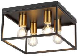 Reality Cage size: 320x320x180mm 4xE27/max. 40W(bulb excl. ) black matt with galvanized matt gold socket cup - REAL-638704-02 (REAL-638704-02)