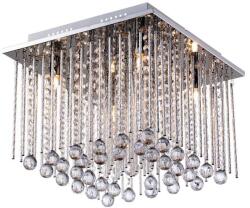 Reality Shelda RGB Ceiling lamp, chrome with RC. 4xG9 33W, bulb incl. + LED RGB. Dia: 35x35cm. H: 23cm. Hangings acrylic balls + alu pipes - REAL-613584-06 (REAL-613584-06)