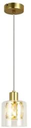 Reality Elmo Pendant lamp 1-ltmetal galvanized gold matt Crownie shade w D12*H11cm clear glass 1 x E14, max. 40W bulb not inclsize: D: 12*H120 cm - REAL-338801-36 (REAL-338801-36)