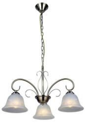 Reality Pompea Pendant lamp, antique brass 3*E27 Max 60W, bulb excl. Glass white alabaster Dia: 15cm H: 14cm. Total Dia: 54cm H: 120cm - REAL-130803-04 (REAL-130803-04)