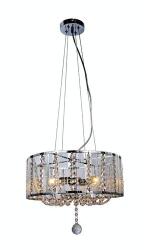 Reality Evarton Pendant lamp, chrome 4*E14 Max. 40W bulb excl. Dia: 40cm H: 20cm Total H: 120cm. Hangings crystal glass - REAL-328004-06 (REAL-328004-06)