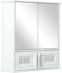 Kleankin fürdőszoba fali szekrény, 2 ajtós, Tükör, MDF/Üveg, 55x17, 5x60 cm, Fehér (834-344WT)