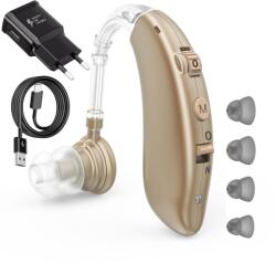 NeoHGS újratölthető hallókészülék, intelligens zajszűrés, akkumulátorral, 130 dB hangerősítő, 80 óra autonómia, közepes és súlyos hipoakuszisz, 5 füladapter, töltő és védőtáska tartozék, hangerőszabál (t24)