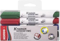 Kores K-marker tábla- és flipchart marker készlet, 1-3 mm, kúpos, 4 különböző szín (KO20843)