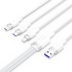 Vention USB-A 2.0/M - USB-C/Lightning/Micro USB-B, 1, 5m, (fehér, 6A, 3in1), kábel