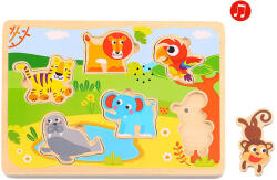 Tooky Toy Toys Fa Puzzle hanggal 7 db-os - Safari Állatos