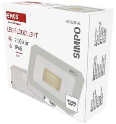 EMOS LED reflektor SIMPO, fehér, 20W, 2000 lm, természetes fehér, IP65 (ZS2223W)
