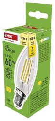 EMOS LED izzó Filament gyertya / E14 / 5, 9 W (60 W) / 806 lm / Meleg fehér (ZF3D42) - dellaprint
